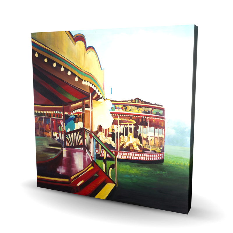 Carrousel dans un carnaval - Toile contemporaine pour la décoration intérieure, H 24 po x l 24 po