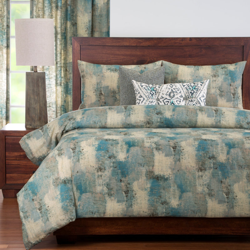 Ensemble de housse de couette Calcutta Luxury, Housse de couette grand +2 coussins décoratifs, Bleu sarcelle