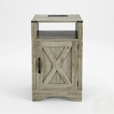 Farmhouse Nightstand with Charging Station and Storage, Combining Rustic Charm and Modern Convenience for Any Room