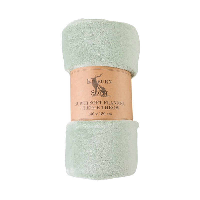Flannel Throw Blanket, Pale Green