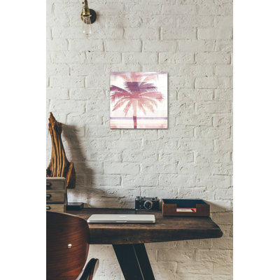 «Beachscape Palms II Pink Mauve» par Michael Mullan, art mural en verre acrylique