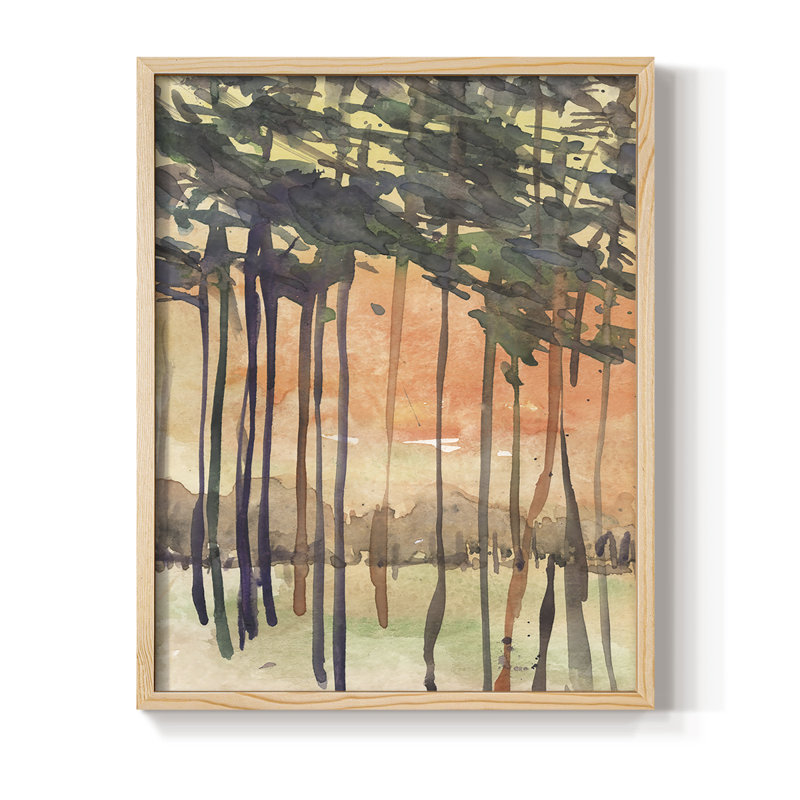 Entre les arbres II, reproduction encadrée - bois massif, H 15 po x l 12 po