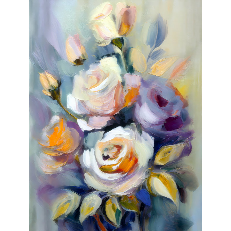 Roses cueillies à la main, H 32 po x l 24 po