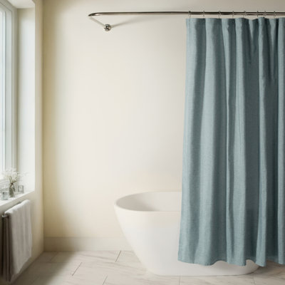 Linen-Look Textured Woven Shower Curtain