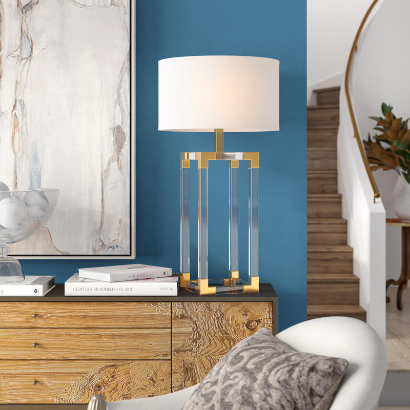 Jacques Column Table Lamp - Clear/Brass