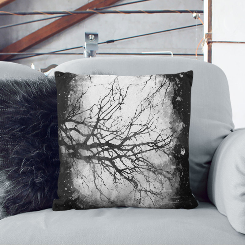 Tree Branches in Central Park New York Cushion with Filling, 55cm H x 55cm W x 20cm D, Black