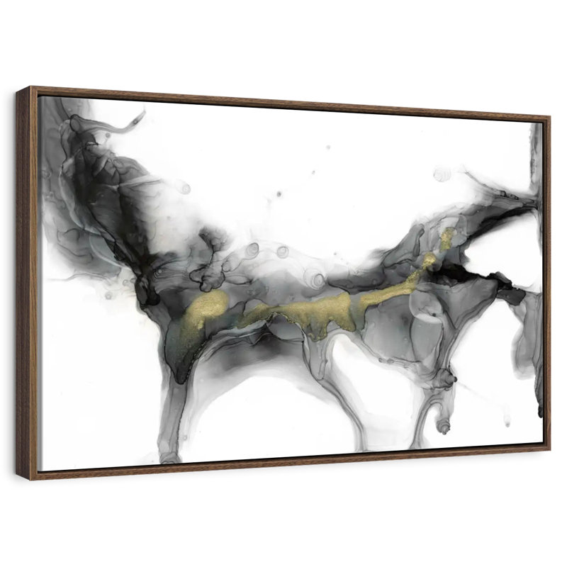 Golden Precipice II, 37 po x 25 po, Cadre flottant noyer