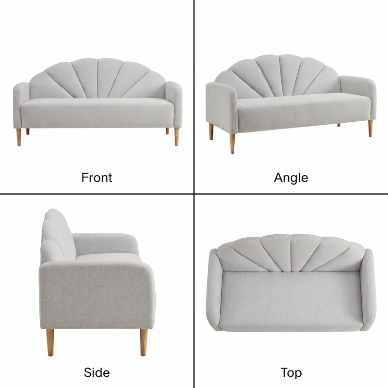 Billijo Solid and Manufactured Wood Standard Loveseat, Off White, 33.07" H x 64.37" W x 29.53" D