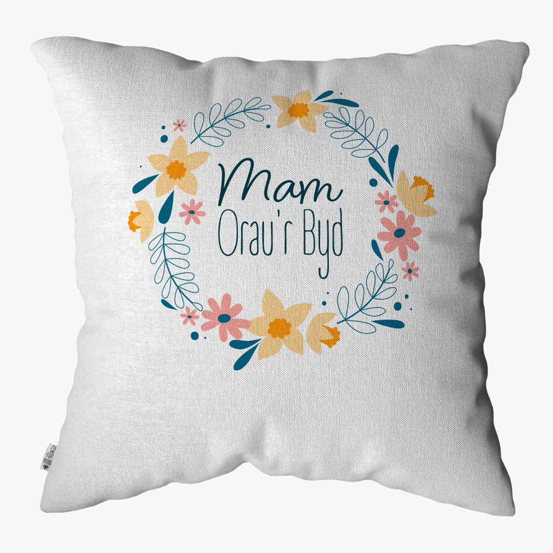 Floral White Square Throw Pillow Cover