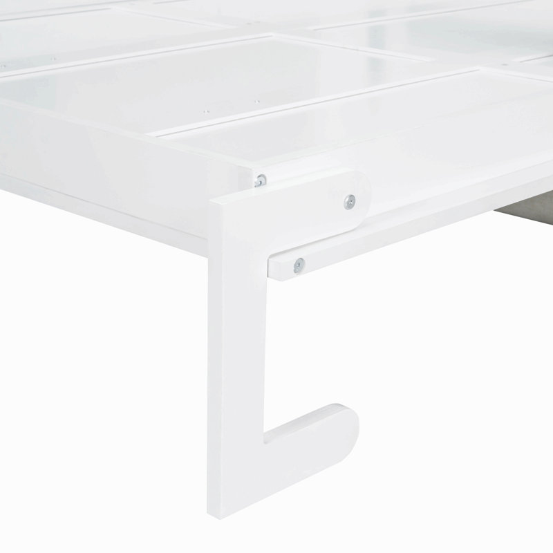 Lit escamotable double pleine grandeur avec coussin, Lit double, Blanc