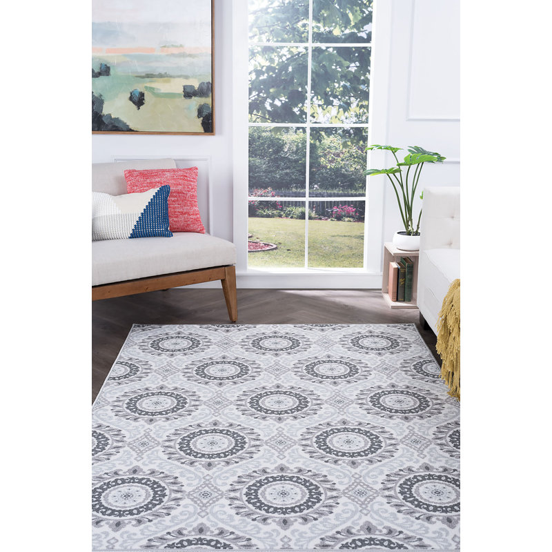 Tapis ivoire/gris Ashbrook, Rectangle 6 pi 7 po x 9 pi 6 po