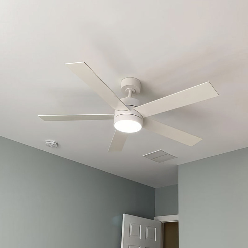 Ventilateurs de plafond à DEL 52 po avec ensemble d'éclairage et télécommande, Blanc, Blanc, 52"