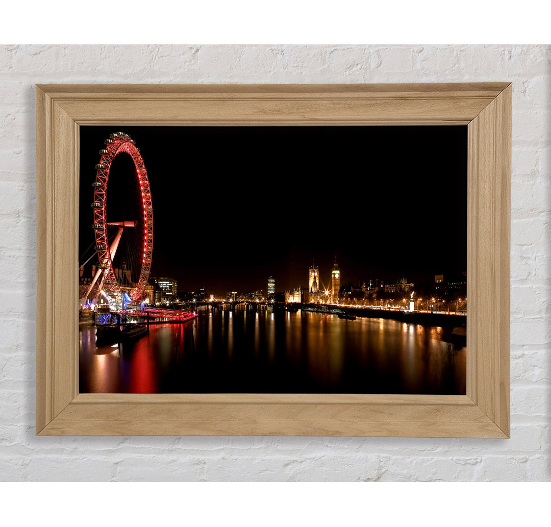 London Eye Night England - Einzelner Bilderrahmen Kunstdrucke