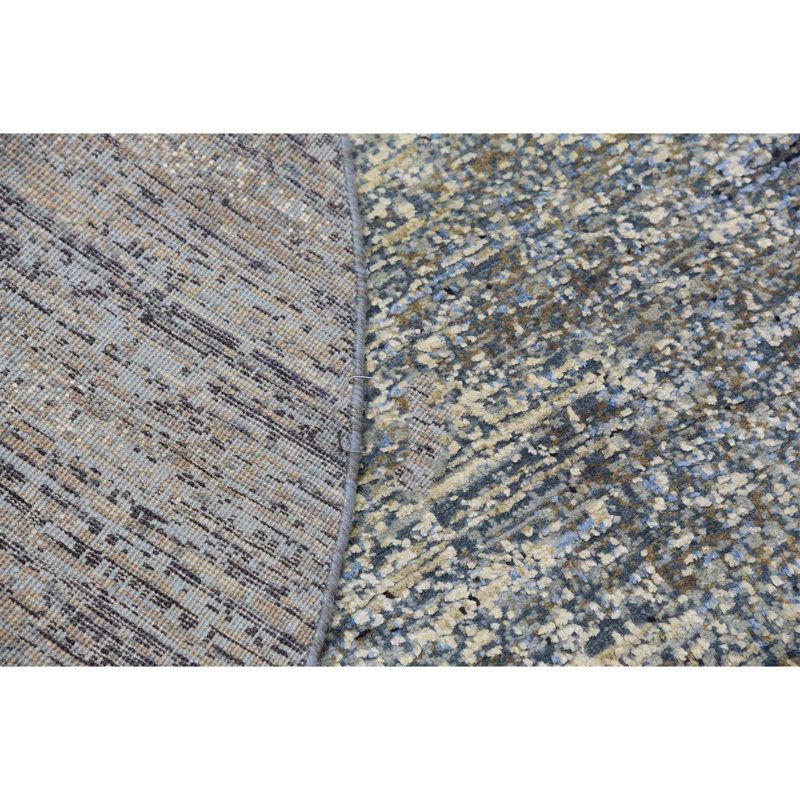 Hand Knotted Abstract Area Rug in Blue/Gray