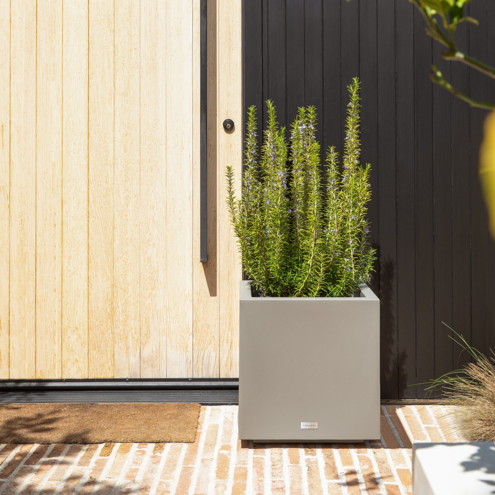 21" Planter Box, 22.25" H x 21" W x 21" D, Gray