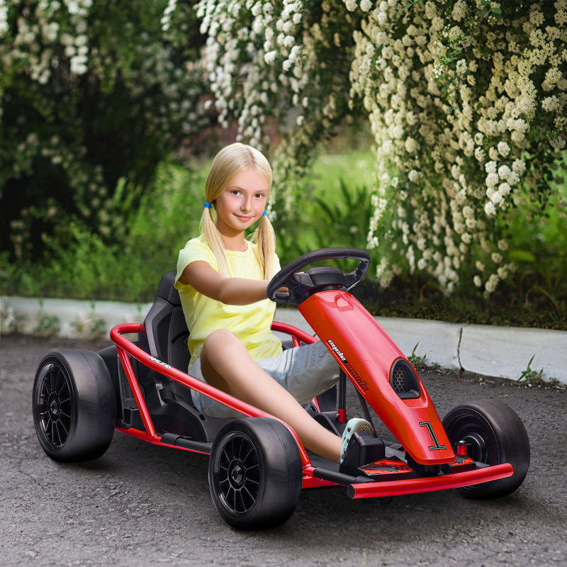 HOMCOM 24V 1 Seater All-Terrain Vehicles Battery Powered Ride On, Red
