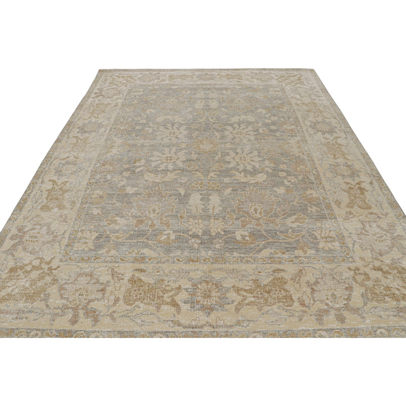 Oushak Hand Knotted Floral Area Rug, Rectangle 6' x 9'