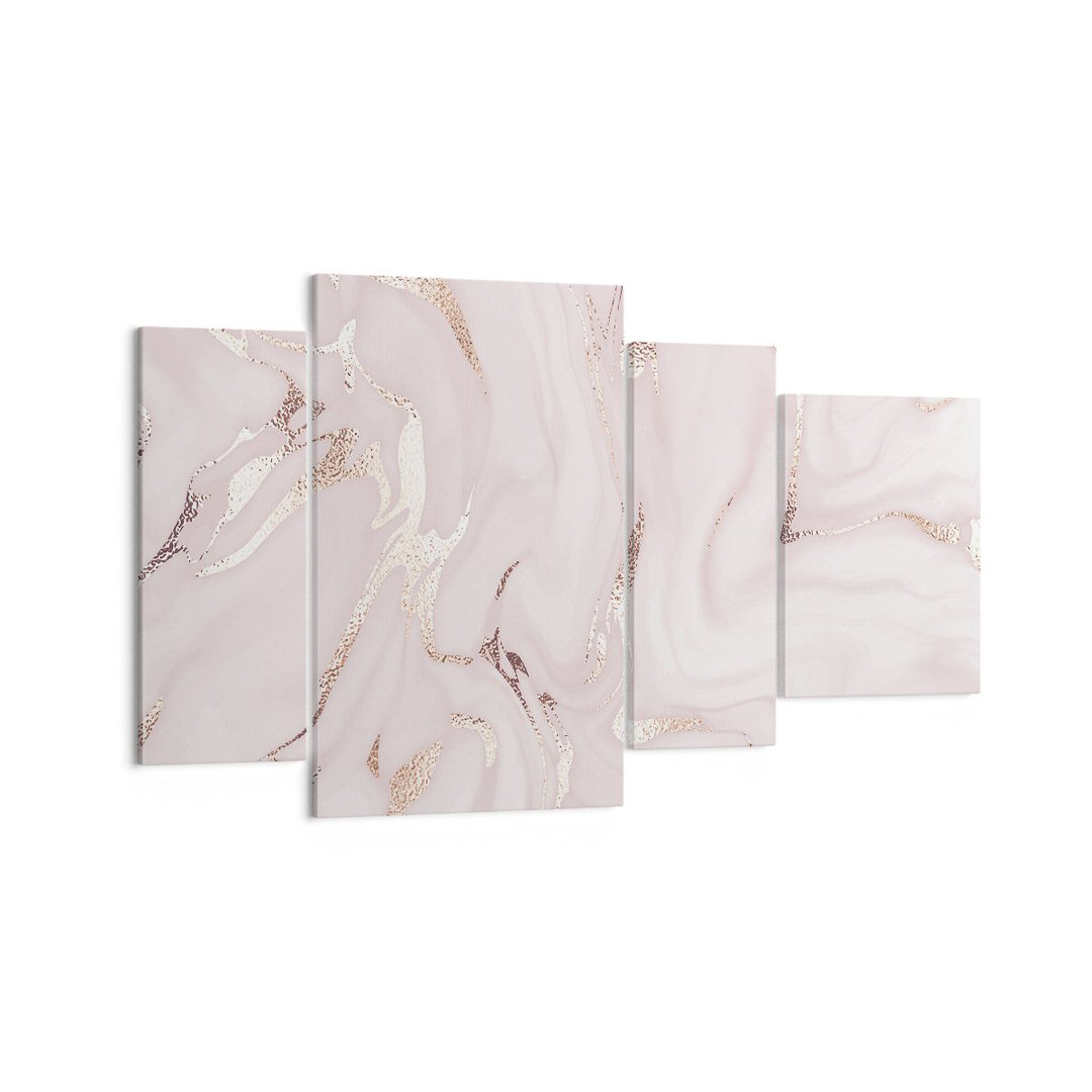 4-tlg. Leinwandbilder-Set Pink Marble Spilled