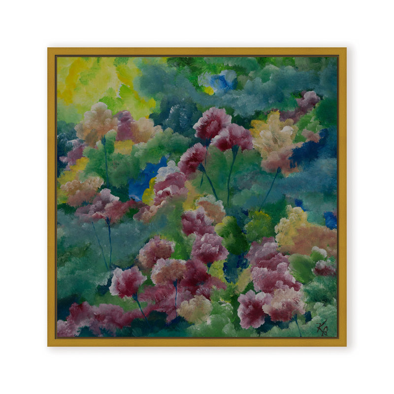 Nature Inspired "Petals of Spring" Canvas Wall Art By , 20" H x 20" W, Framed Matted Print, Gold
