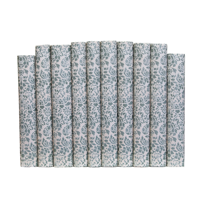 Livres décoratifs - Ensemble de livres sur papier damassé sauge - 1 pied de livres verts