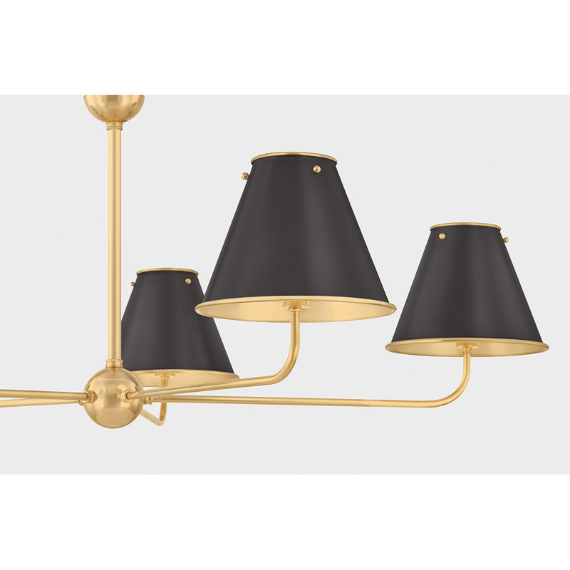 Burghley Linear in Aged Brass/Distressed Bronze by Mark D. Sikes, 5 Lights, 18.25" H x 43" W x 43" D, Black