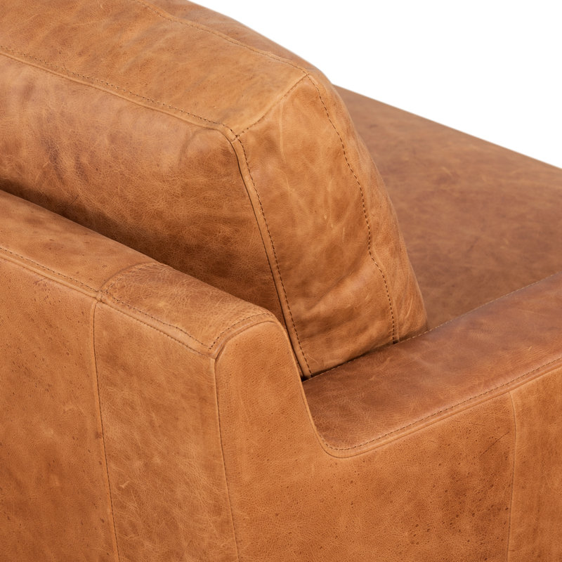 Sorrento Full-Grain Genuine Italian Leather Sectional, Tan, Right Hand Facing