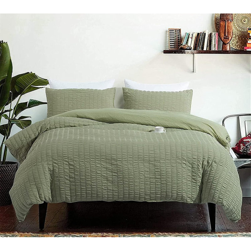 Microfiber No Pattern Duvet Cover Set, Green