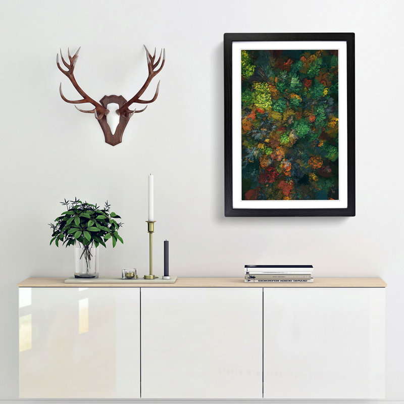 Autumn Forest New Hampshire in Abstract - Picture Frame Graphic Art Print, 36cm H x 27cm W x 2cm D, Black Framed