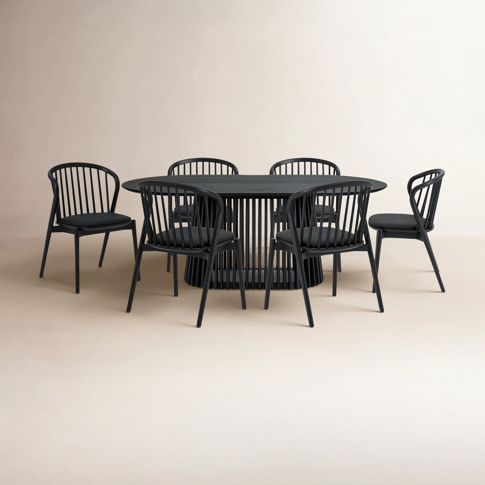 7 - Piece Dining Set, Black, Black
