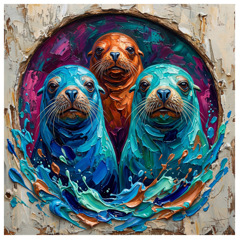 Colourful Seal Painting Comforter, Queen