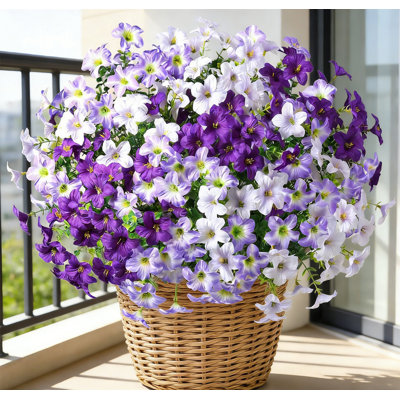 Artificial Fake Flowers For Outdoor, 12PCS Realistic Fake Outdoor Flowers Plants, UV Resistant Silk Faux Flower For Outside Front Door Porch Planters Patio Yard Garden