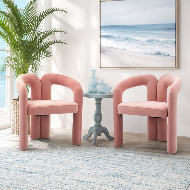 Ensemble confortable de chaises d'appoint rembourrées en velours pour divers espaces, Pink Fabric
