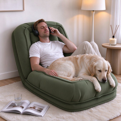 Convertible Bean Bag Sofa Bed for Adults and Pets, Foldable Lounge Chair with Adjustable Backrest, Lazy Floor Chair