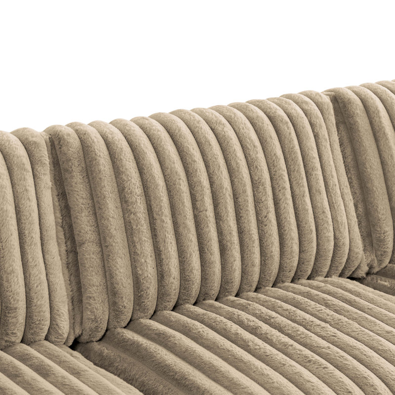 134'' Cloud-Velvet Modular Sectional, Camel