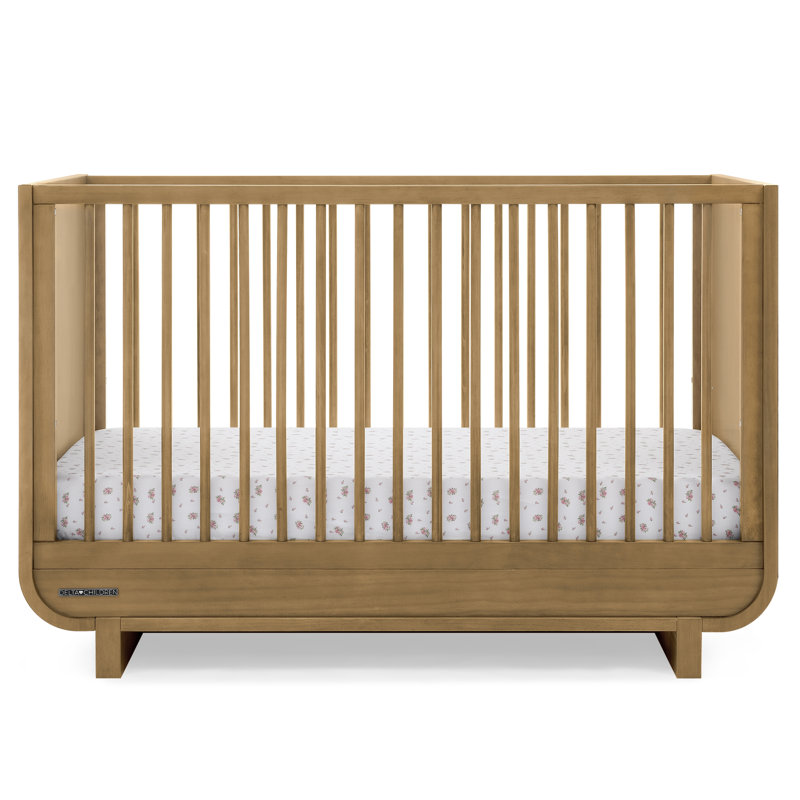 Rhodes Teak Brown 4-in-1 Convertible Crib with Round Spindles