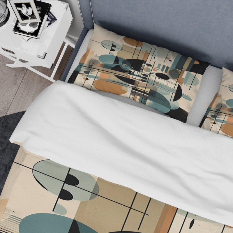 Ensemble de housse de couette en microfibre / polyester bleu et noir, Housse de couette pour très grand lit et 2 très