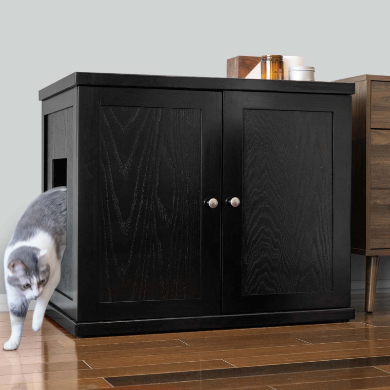 Litière en bois avec tiroir The Refined, Espresso, H 28 po x l 33,5 po x P 22,75 po