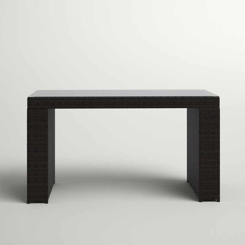 Larren Rectangular Glass Outdoor Bar Table