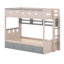 Lit superposé avec lumières DEL, lit superposé de style château en bois avec tiroirs de rangement et tablette-904294611-904294612