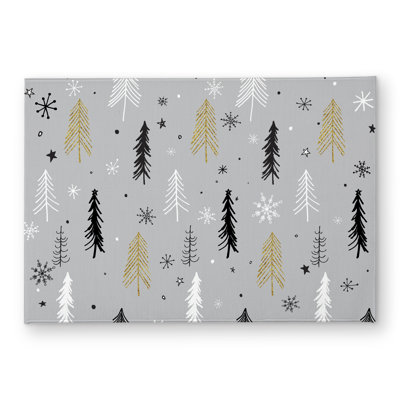 Christmas Tree Pattern Snow Children Art Door Mat - Home Decor