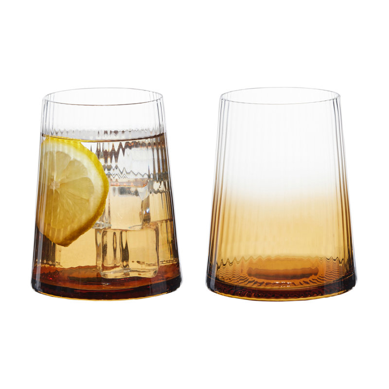 Empire 400ml Handmade Whiskey Glass Set, Amber