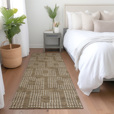 Premium Machine Washable Prisco Brown Rug