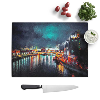 Glass Moscow At Night Chopping Board