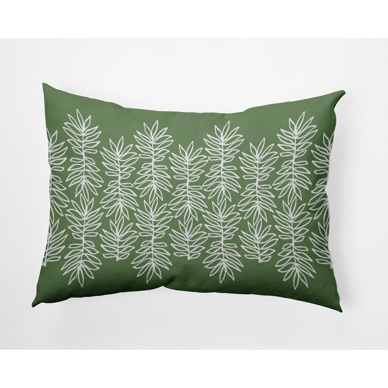 Reversible Throw Pillow, Olive/White Floral