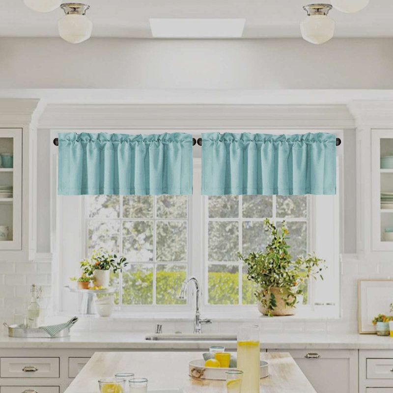 2 Panels Blackout Curtain Valances for Kitchen Windows/Bathroom/Living Room/Bedroom Privacy Decorative Rod Pocket Short Window Valance Curtains