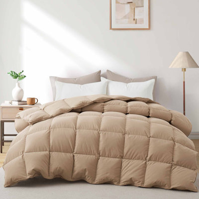 Luxury Hotel Collection All Season Down Feather Comforter, Ultra Soft Noise Free Fluffy Duvet Insert Bed Blanket with Gusseted Design 