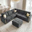 Canapé-lit modulaire 6 pièces avec siège de rangement, canapé modulaire en chenille de luxe avec pieds dorés et détails 6 pièces-1689918517-1690089654
