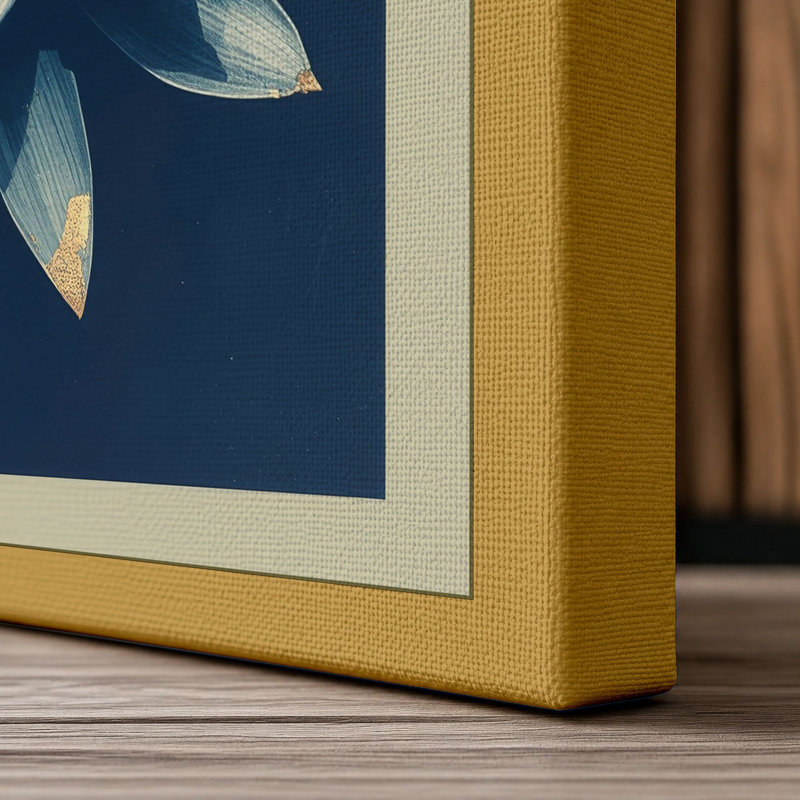 Lotus in Starlight Botanical - Wrapped Canvas, 18x12 - 45.7 x 30.5 cm, Ochre Border