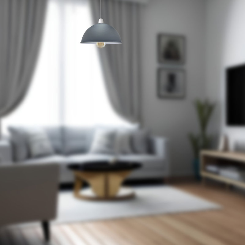 Ashen Metal Lamp Shade ( Uno ), Grey, 14cm H x 40cm W x 40cm D