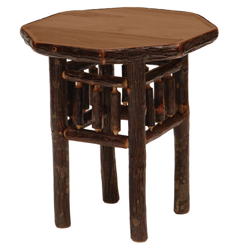 Fireside Lodge Hickory Log Octagon End Table - Espresso, Espresso
